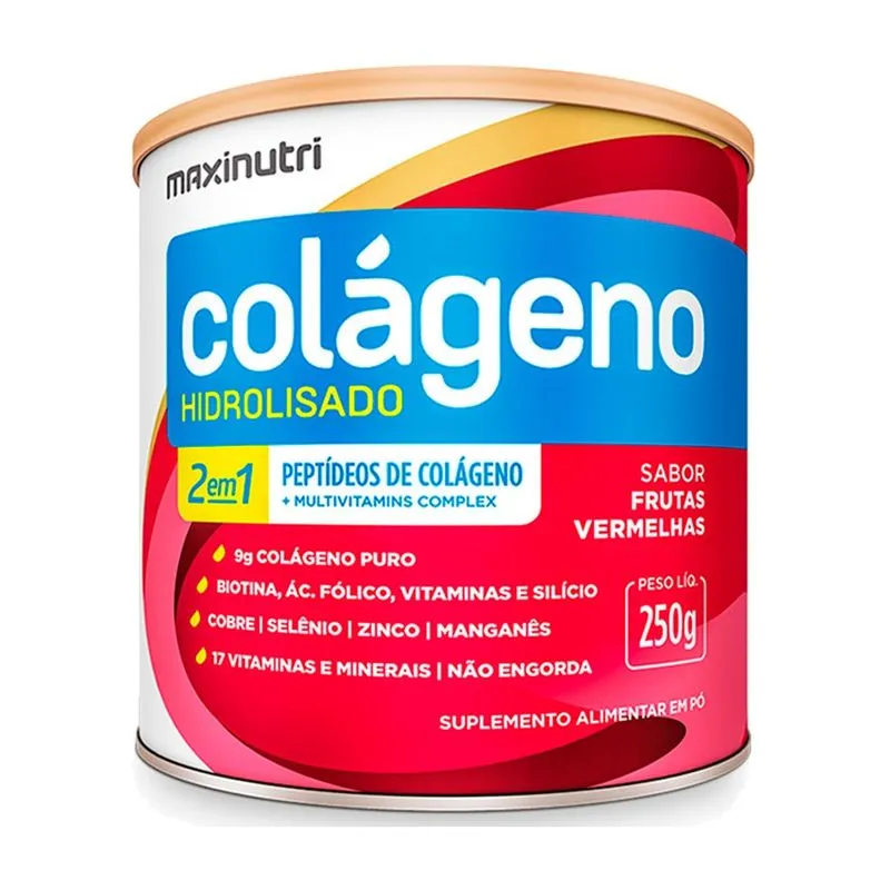 Colágeno Em Pó Hidrolisado 250G Frutas Vermelhas Maxinutri