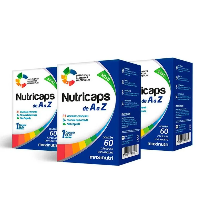 Kit 3 Complexo Vitamínico Nutricaps A A Z 60 Caps Maxinutri