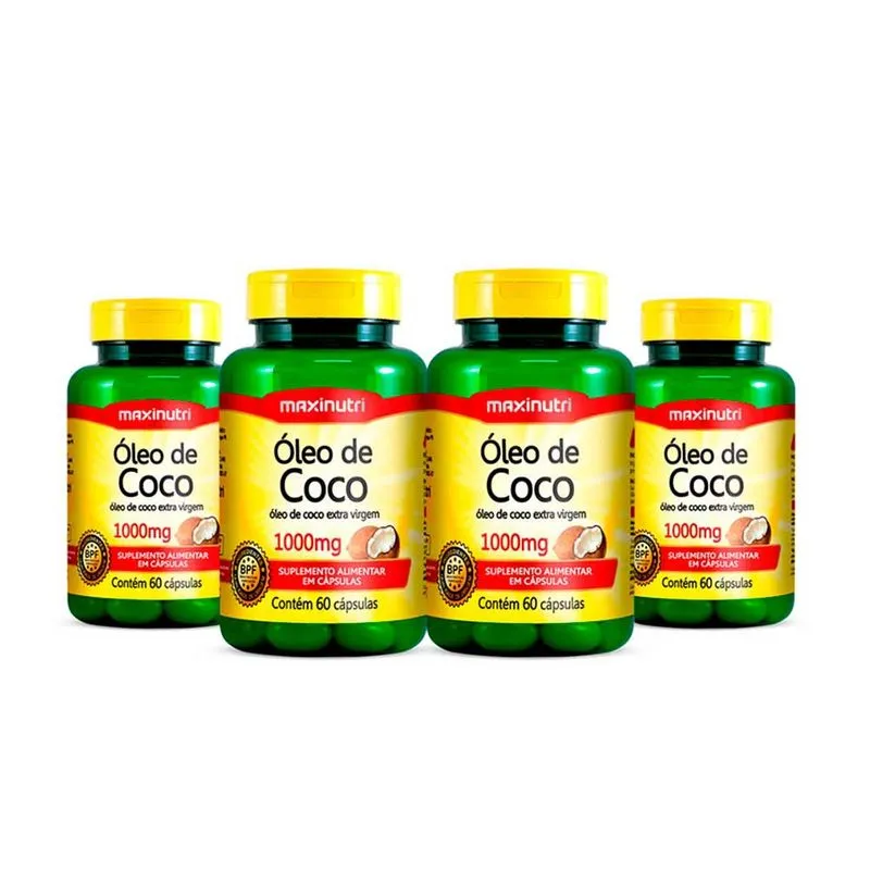 Kit 04 Oleo De Coco Extra Virgem 60 Caps 1000Mg Maxinutri