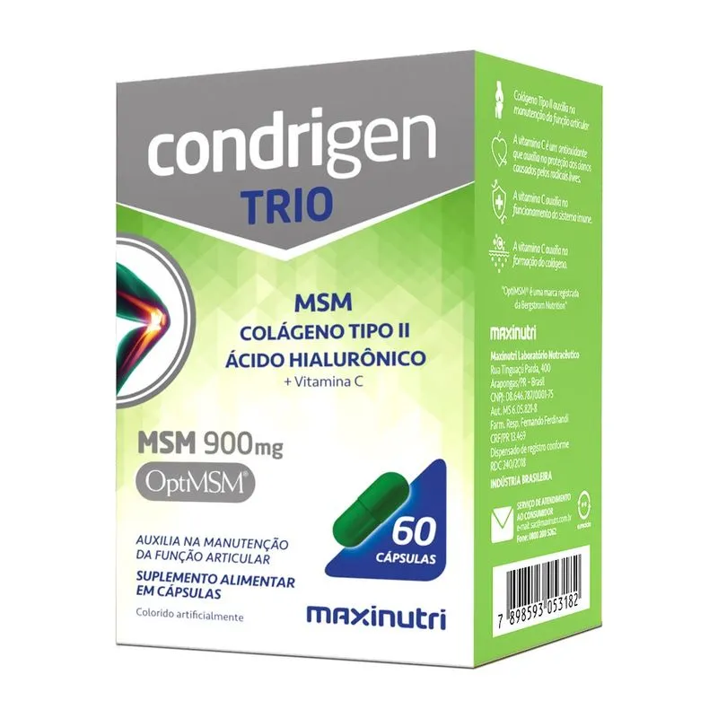 Condrigen Trio Msm Colágeno Tipo 2 Ha E Vitamina C 60 Caps