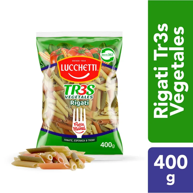 Pasta Rigati Lucchetti Tr3S Vegetales 400 g