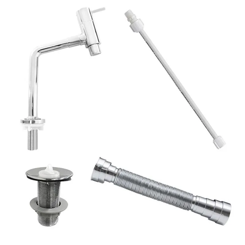 Kit Torneira Dl05 Com Sifao E Engate 50 Cm Mais Valvula Abs