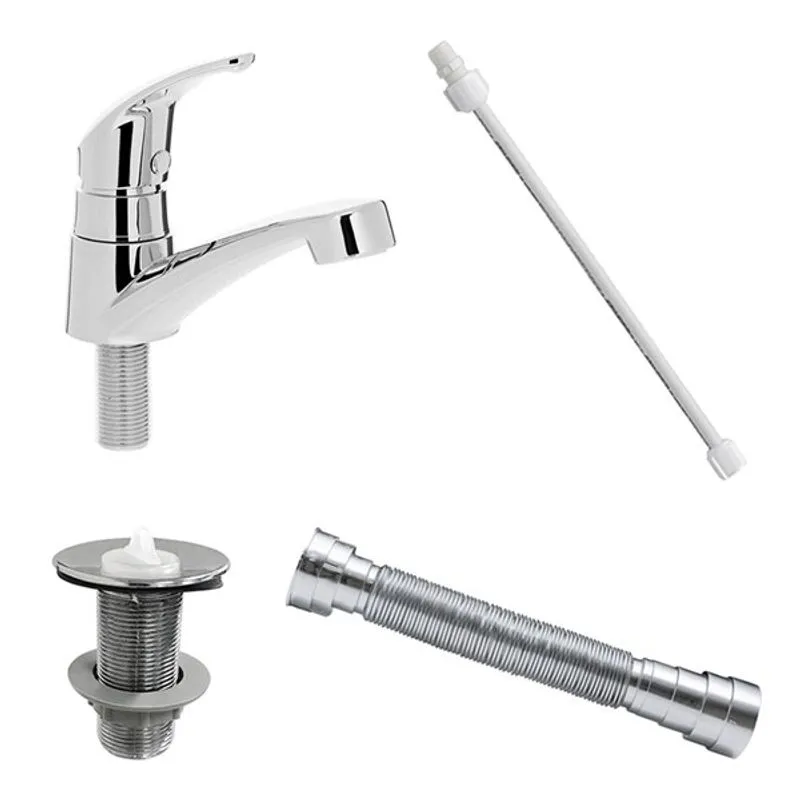 Kit Torneira Dl02 Com Sifao E Engate 50 Cm Mais Valvula Abs