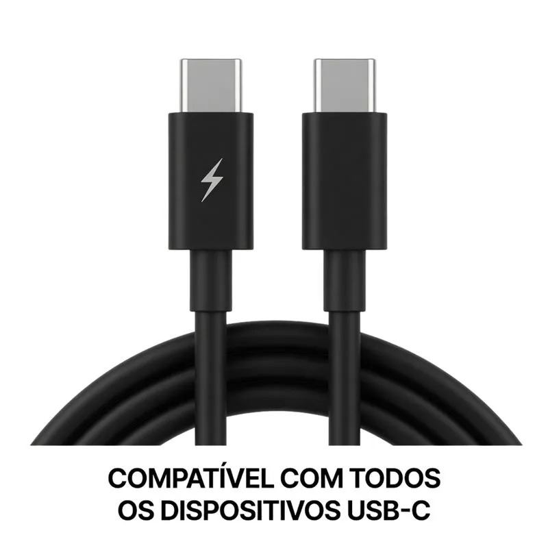 Fio USBC 100cm Preto Fosco Carga Rápida Durável Resistente
