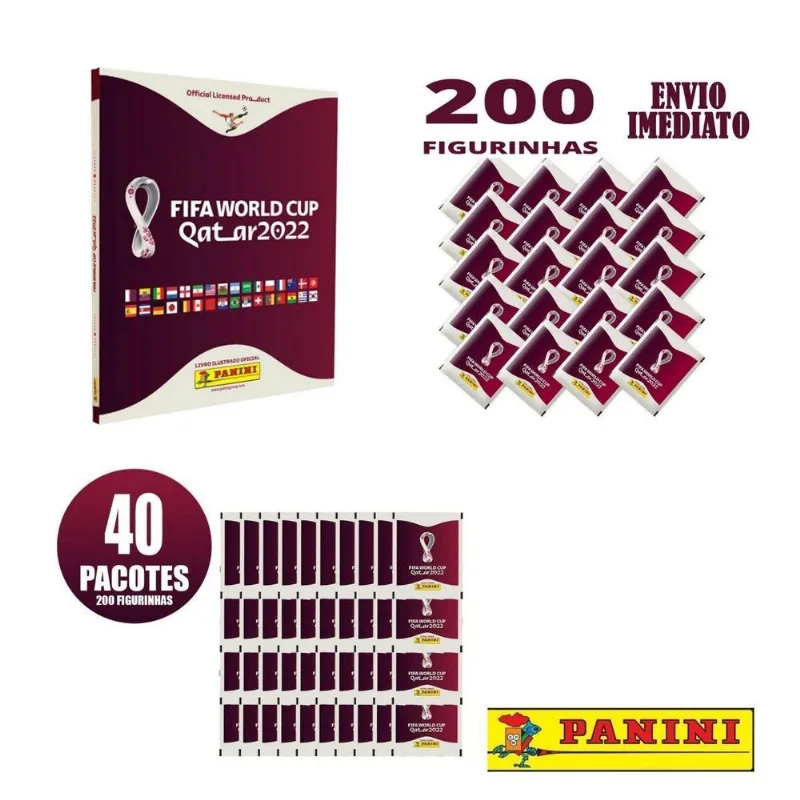 Kit Copa Do Mundo Qatar 2022 Álbum Capa Dura + 200 Figurinha