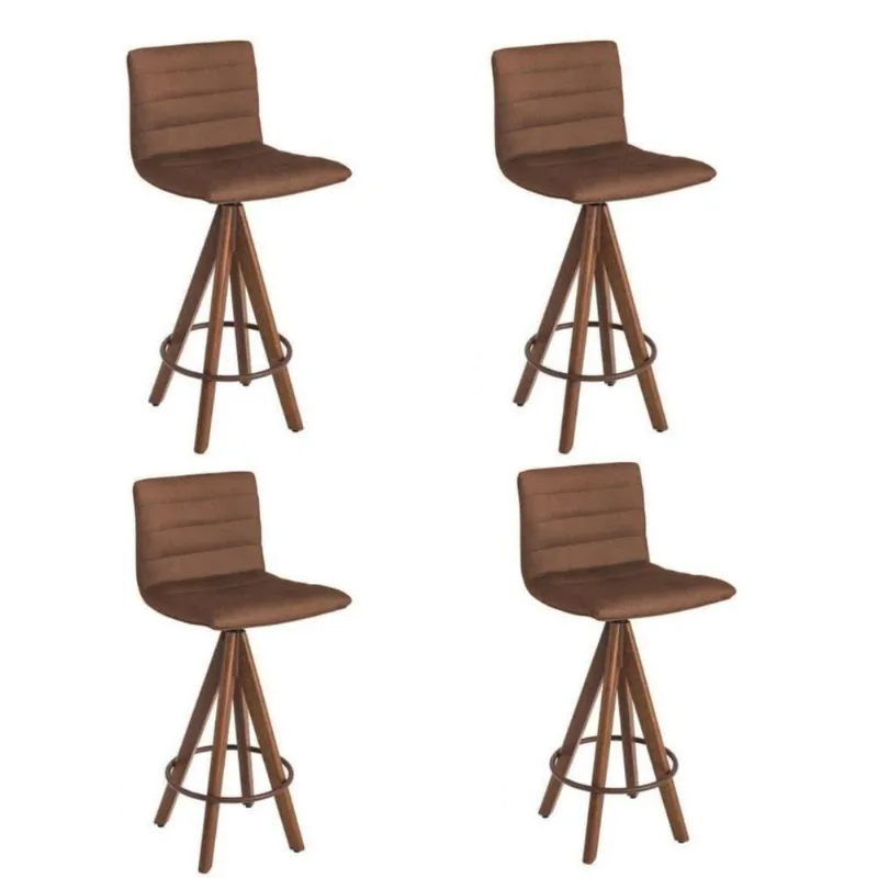 Kit 4 Banquetas Gourmet Giratoria Julia-Assento Marrom