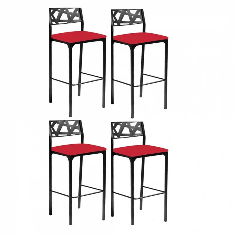 Kit 4 Banquetas Luiza Corino Vermelho