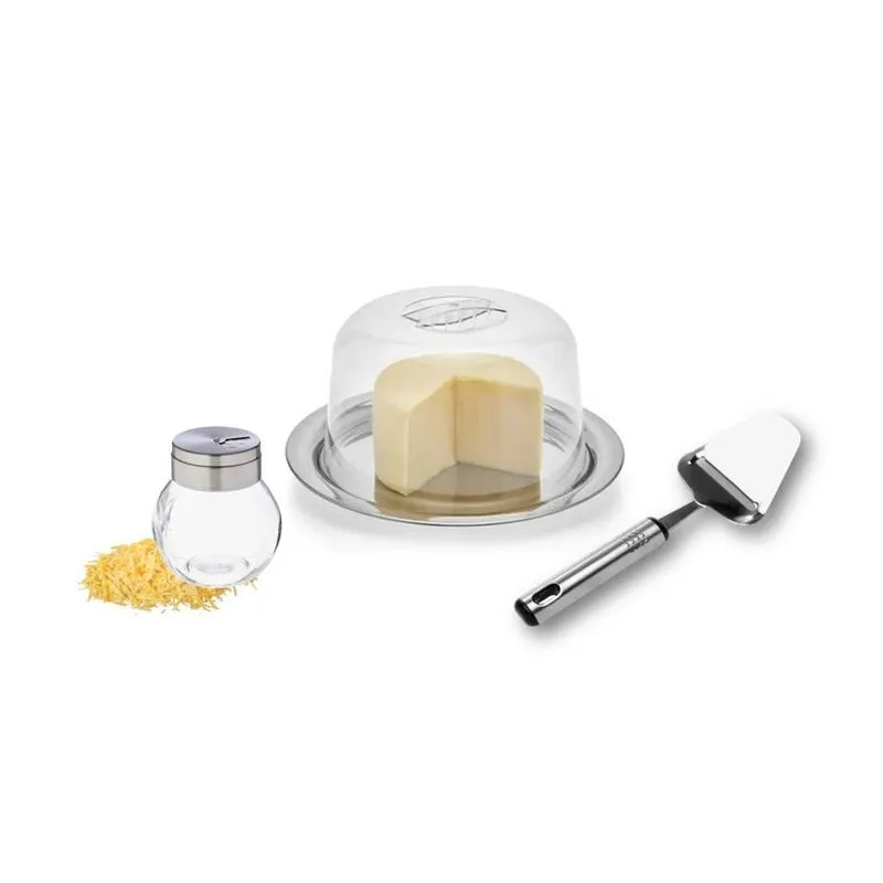 Conjunto Para Queijo Inox 3 Pçs Queijeiras Plaina Cortador