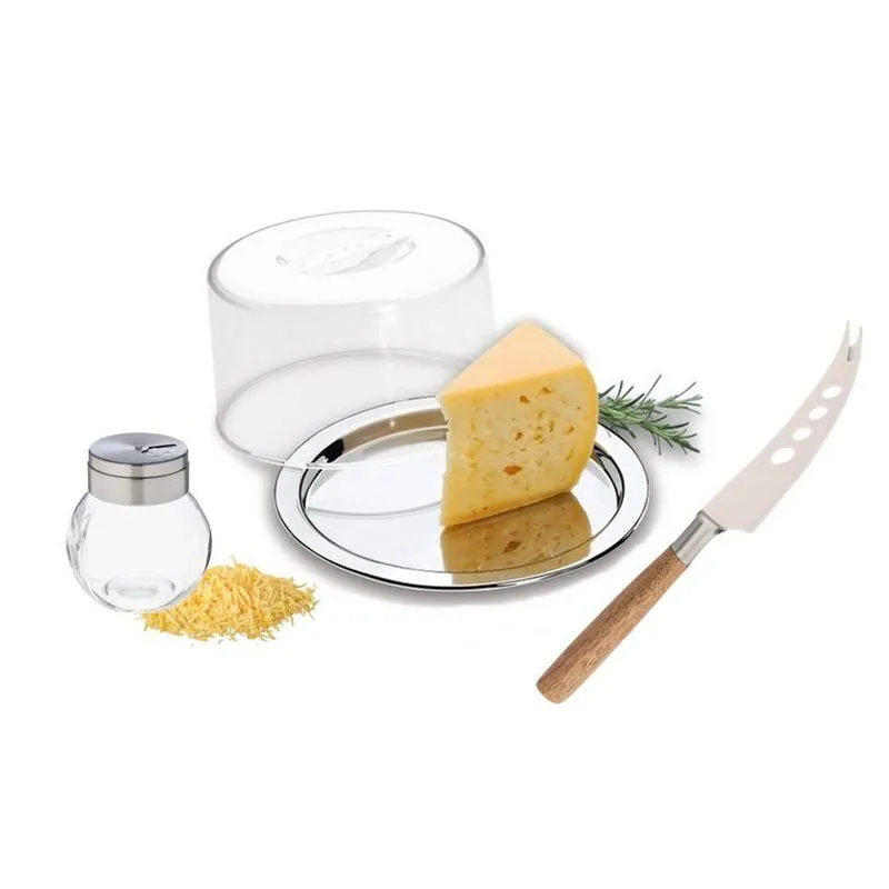 Conjunto Para Queijo Inox Prime 3 Peças Queijeiras Plaina