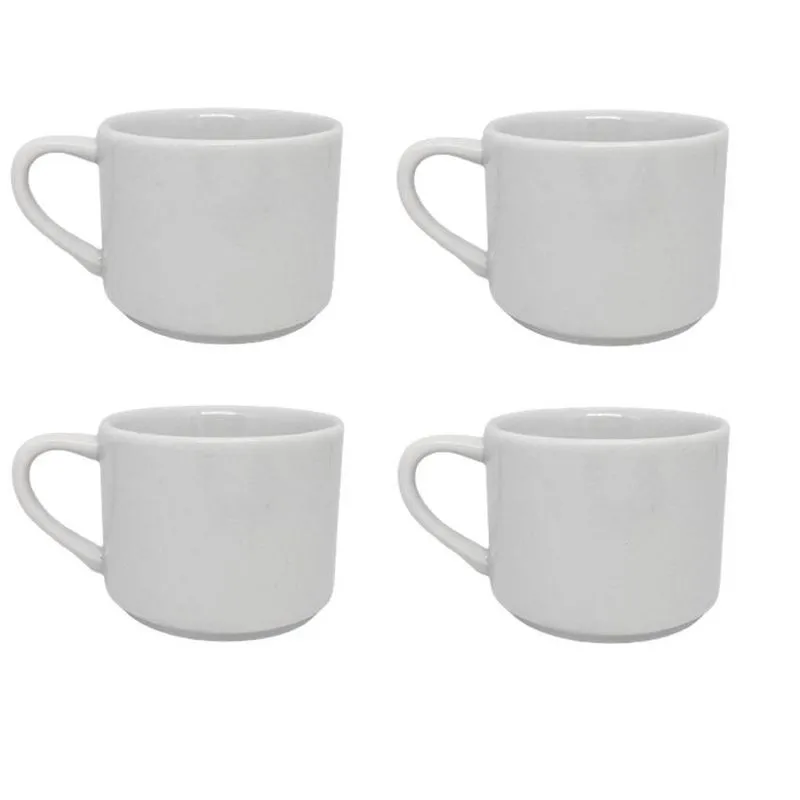 Conjunto 4 Xícaras Para Chá Ou Café Porcelana Branca 180ml - Mundial Import