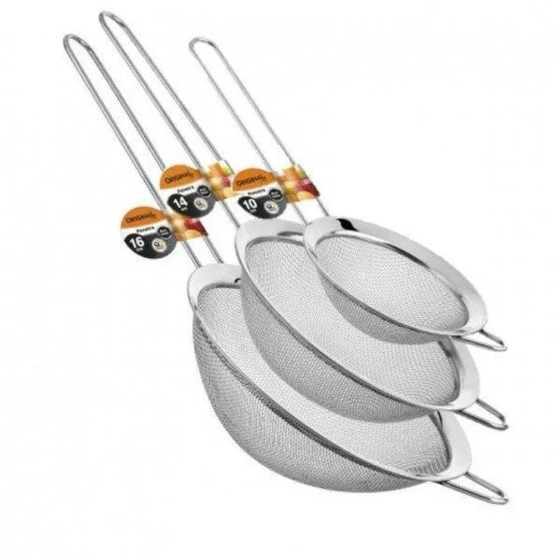 Kit Peneiras Em Aço Inox 10, 14 E 16cm - Origina Line