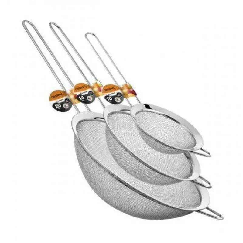 Kit Peneiras Em Aço Inox 10, 14 E 20cm - Origina Line