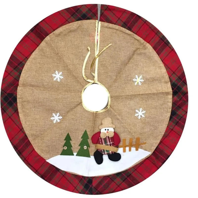 Saia Árvore Natal Rústica Luxo Bege Xadrez Boneco Neve 70cm - Master Christmas