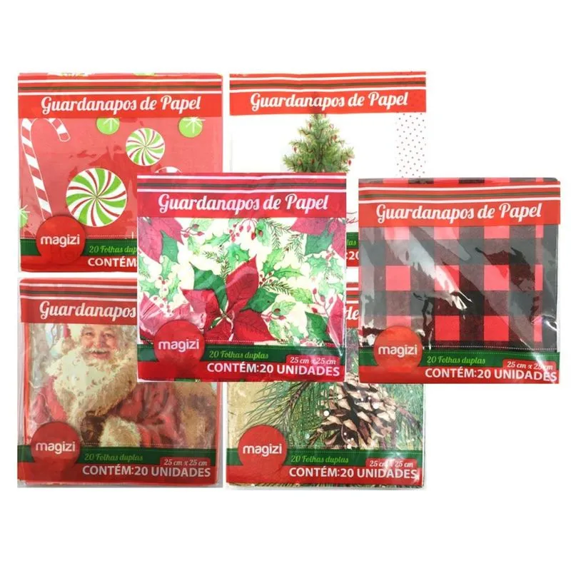 Jogo Guardanapos De Natal Folhas Duplas Papel Prime 120 Folhas - Magizi