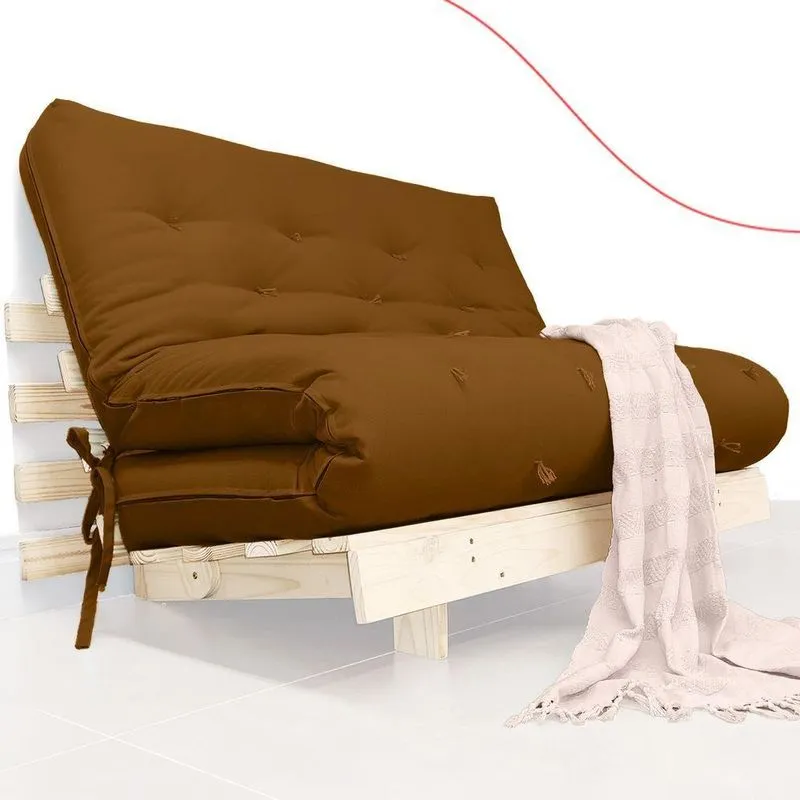Futon Casal Tokio Sofa Cama Sarja Com Madeira Maciça