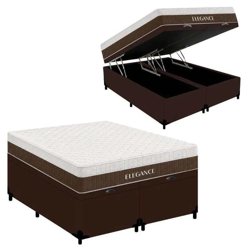 Cama Box Com Baú Queen Elegance Molas Ensacadas Tecido Branco Royal 158cm