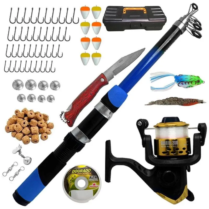 Kit De Pesca Completo 1 Vara 1,70m + 1 Molinete + Itens