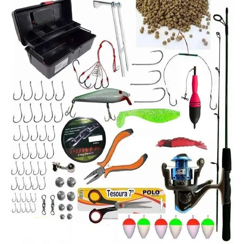 Kit Pesca Completo Vara 1,80m Molinete Maleta
