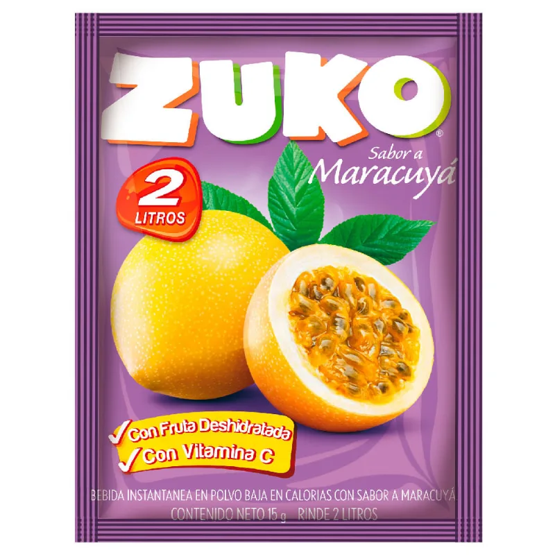Jugo en Polvo ZUKO Sabor Maracuyá Sobre 15g