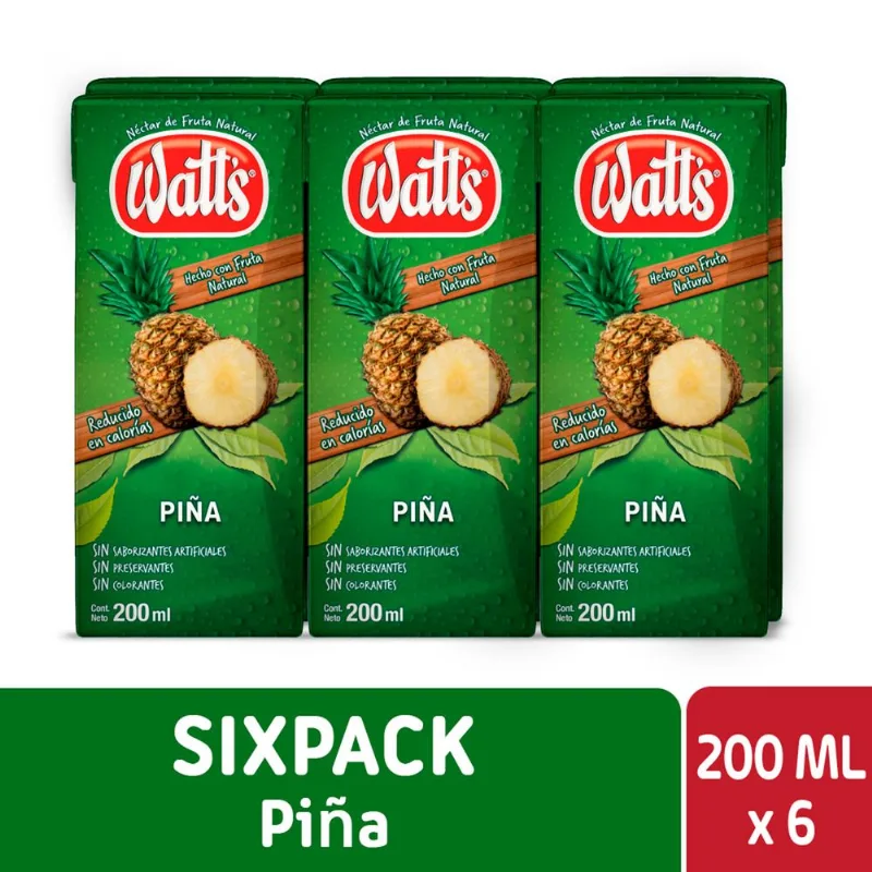 Pack 6 un. Néctar Watt's Piña 200 cc