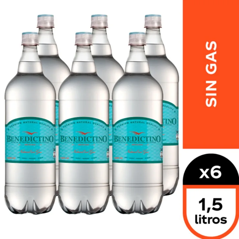 Caja 6 un. Agua Benedictino Sin Gas 1.5 L