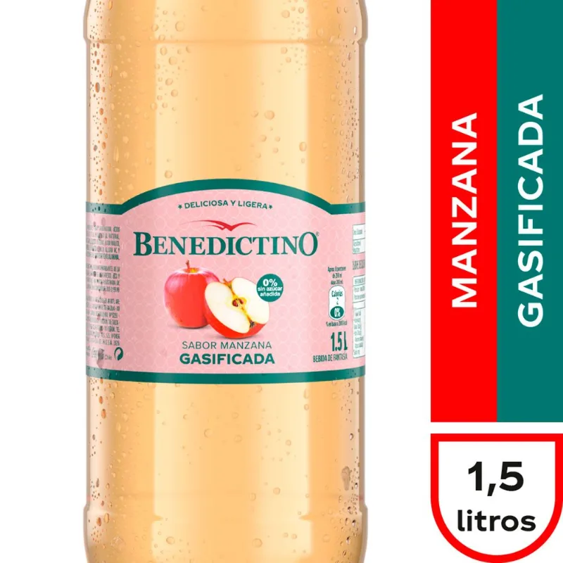 Agua Gasificada Benedictino Manzana 1.5 L