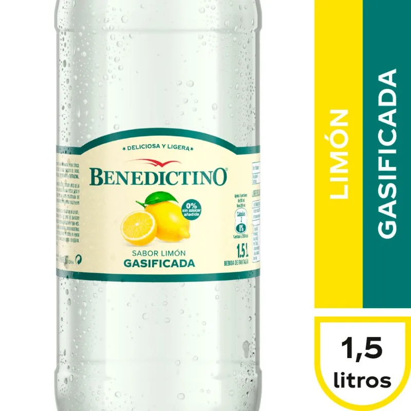 Agua Gasificada Benedictino Limón 1.5 L