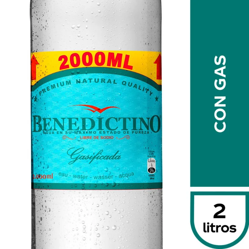 Agua Purificada Benedictino Gasificada 2 L