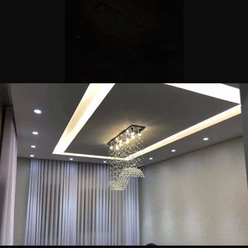 Lustre Modelo Onda com Cristais k9 Legítimos 30MM Para Escritório/ Recepção de 1,20 Metros de Altura