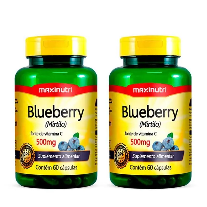 Kit 02 Blueberry Mirtilo Fonte Vitamina C 60 Cáps Maxinutri