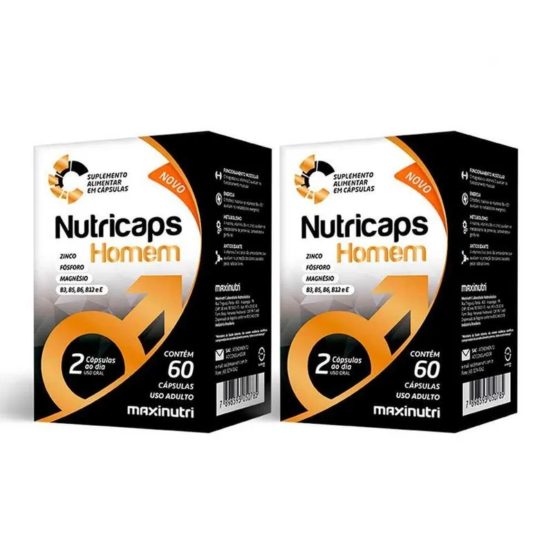 Kit 2 Nutricaps Homem Suplemento Mineral Vitamínico 60 Caps