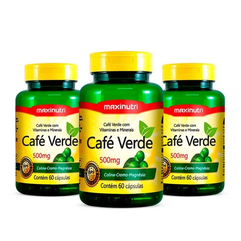 Kit 3 Café Verde Colina + Cromo + Vitamina C 60 Caps