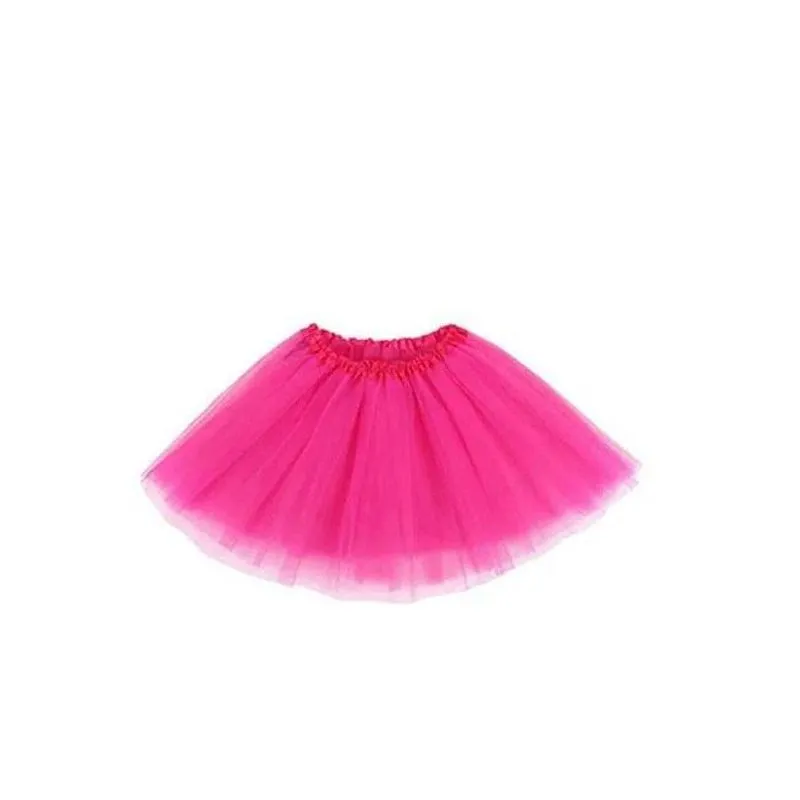 Saia Tutu Infantil Curto Rosa 3 Camadas 30cm