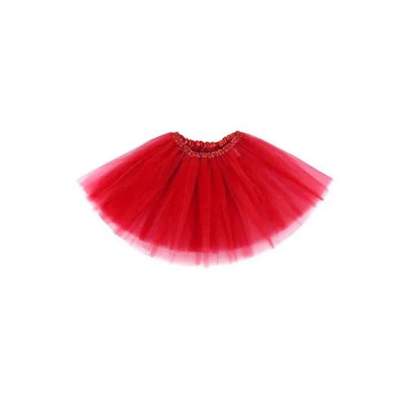 Saia Tutu Curto Vermelho 3 Camadas 30cm Infantil
