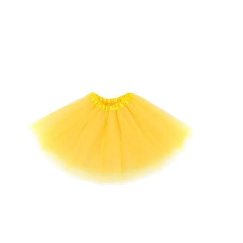 Saia Tutu Curto Amarelo 3 Camadas 30cm Infantil