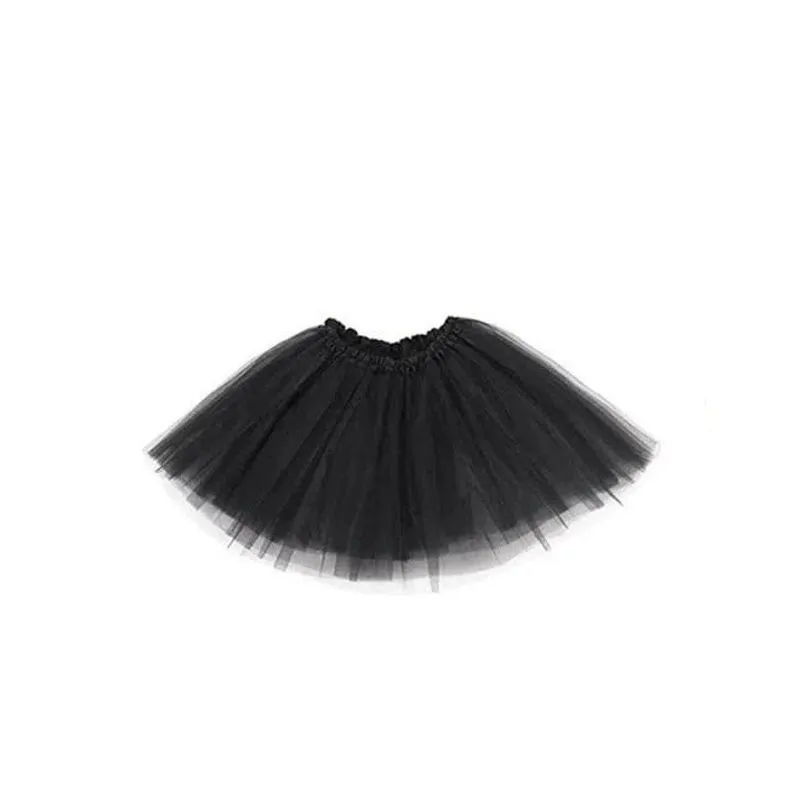 Saia Tutu Curto Preto 3 Camadas 30cm Infantil