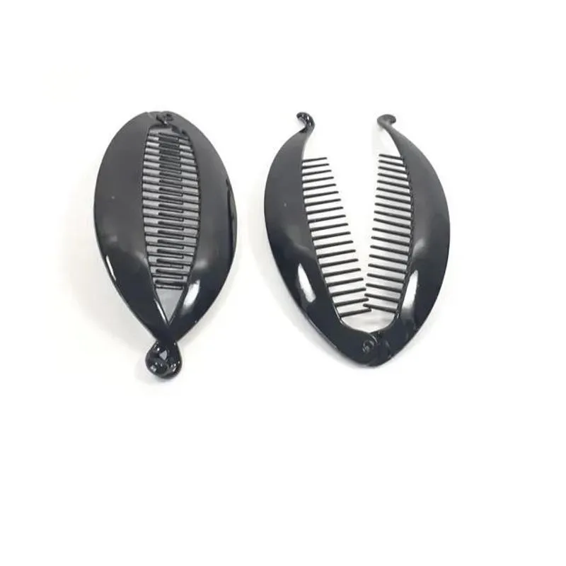 Kit 2 Presilhas Banana Pente Para Cabelo De Plástico Preto
