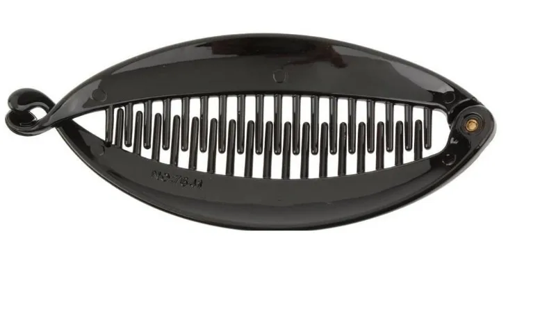 Presilha De Cabelo Preta Estilo Banana Com Pente 15cm