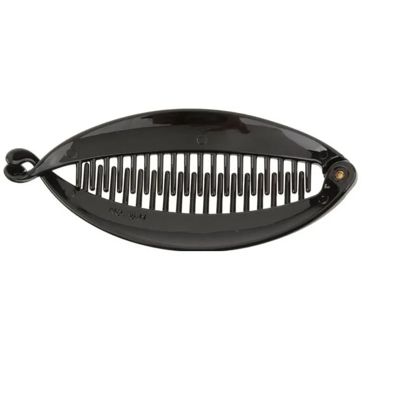 Presilha De Plástico Cabelo Preta Banana Com Pente 15cm