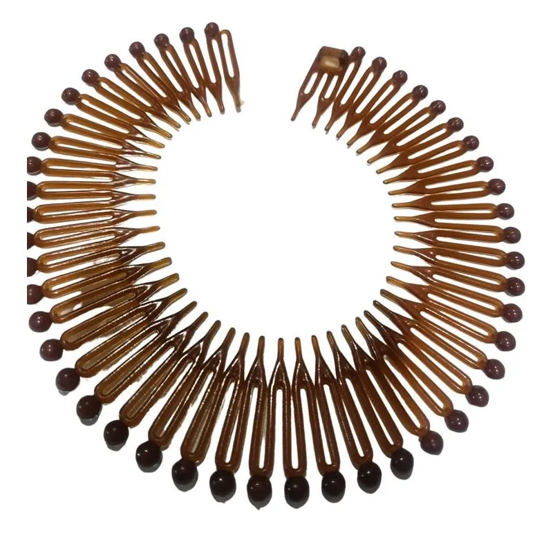 Tiara Bell Marrom 12,5cm Diâmetro Pente Com Bolinha Cabelo