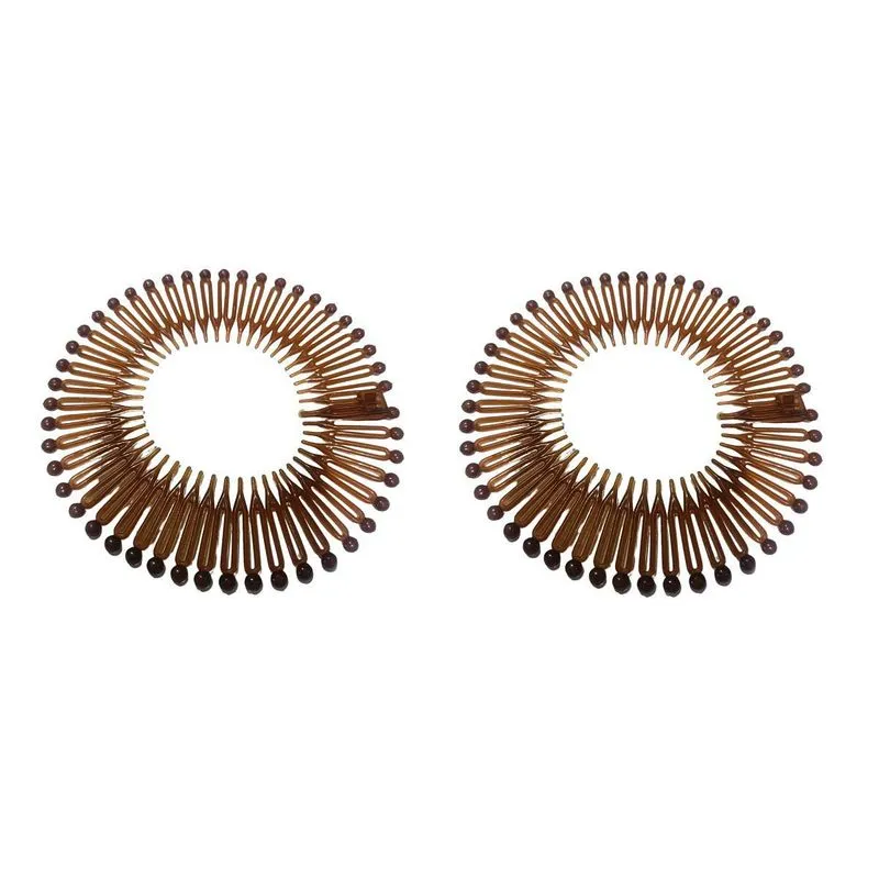 Kit 2 Tiaras Bell Marrom 12,5cm Pente Com Bolinha Cabelo