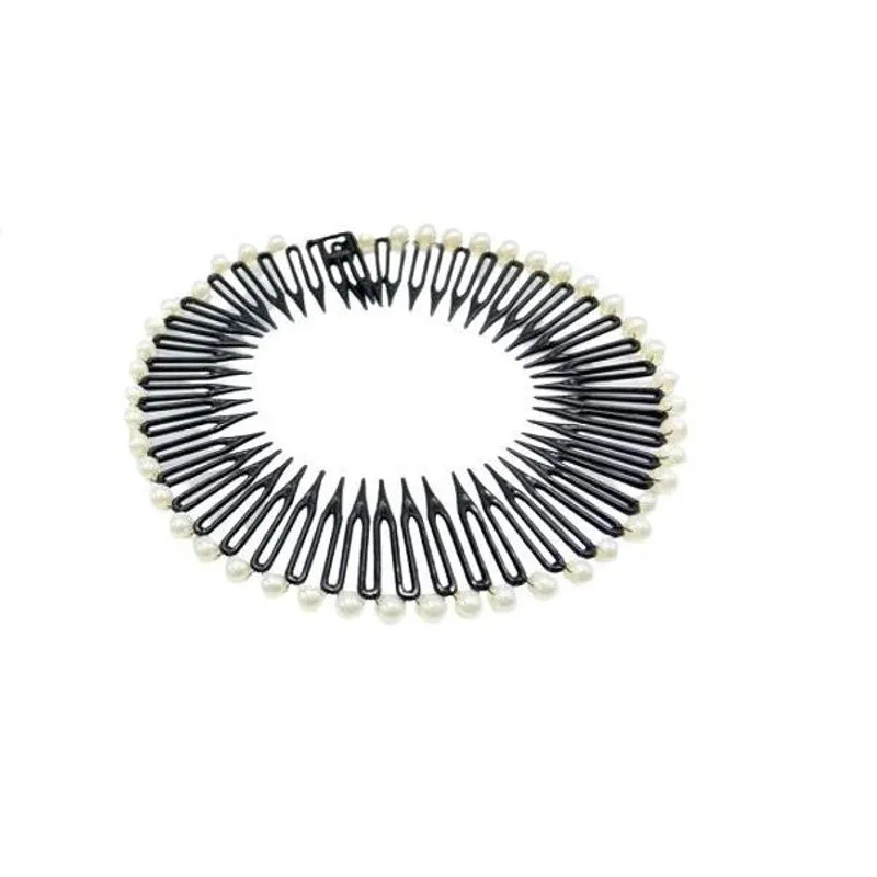Tiara Bell 12cm Preta Com Pérola Prendedor Cabelo