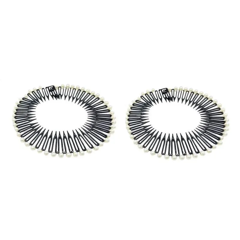 2 Tiaras Bell 12cm Preta Com Pérola Prendedor Cabelo