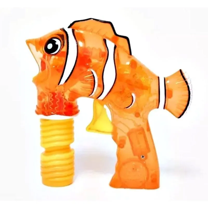 Lança Bolha De Sabão Manual Peixe Palhaço Laranja