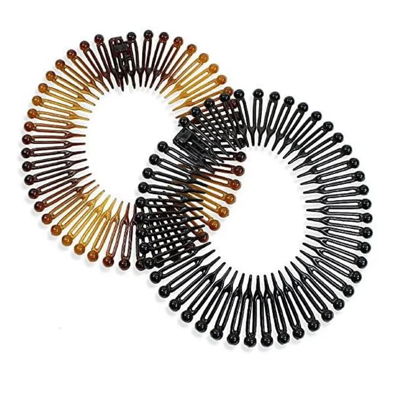 Kit 2 Tiara Bell Marrom E Preto 12cm Pente Com Bolinha
