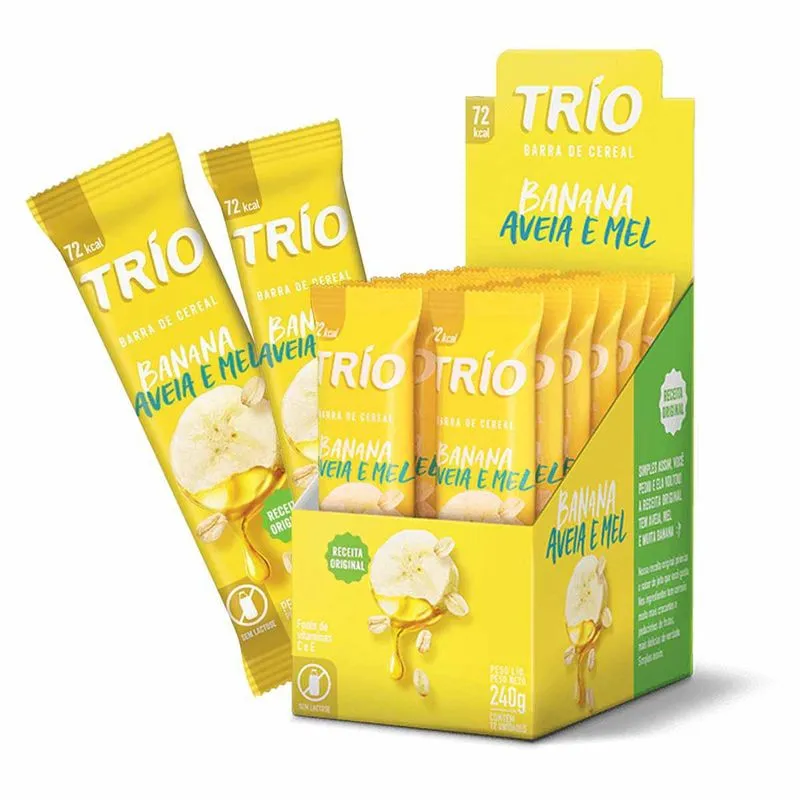 Barra De Cereais Trio Banana Aveia E Mel 24 Un 20g Cada