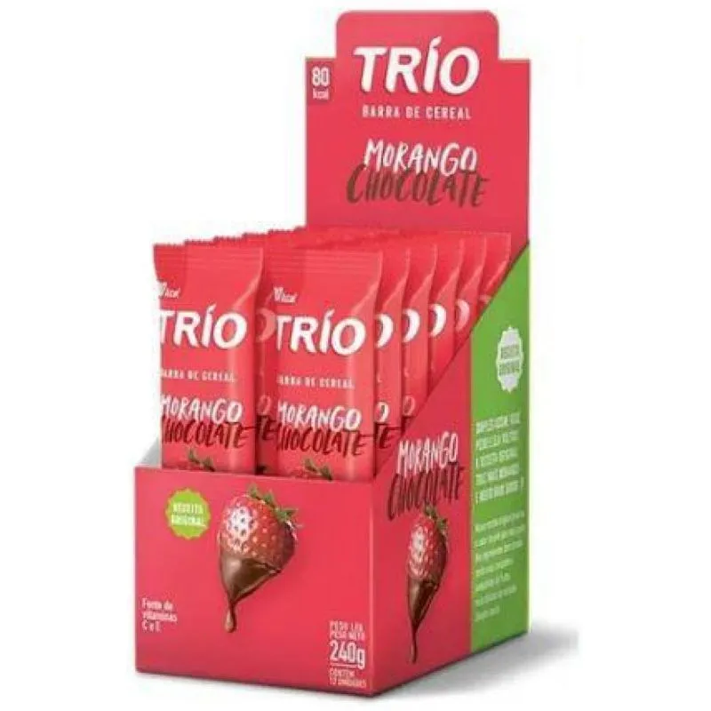 Barra Cereal Trio - Morango Com Chocolate - Display 12un