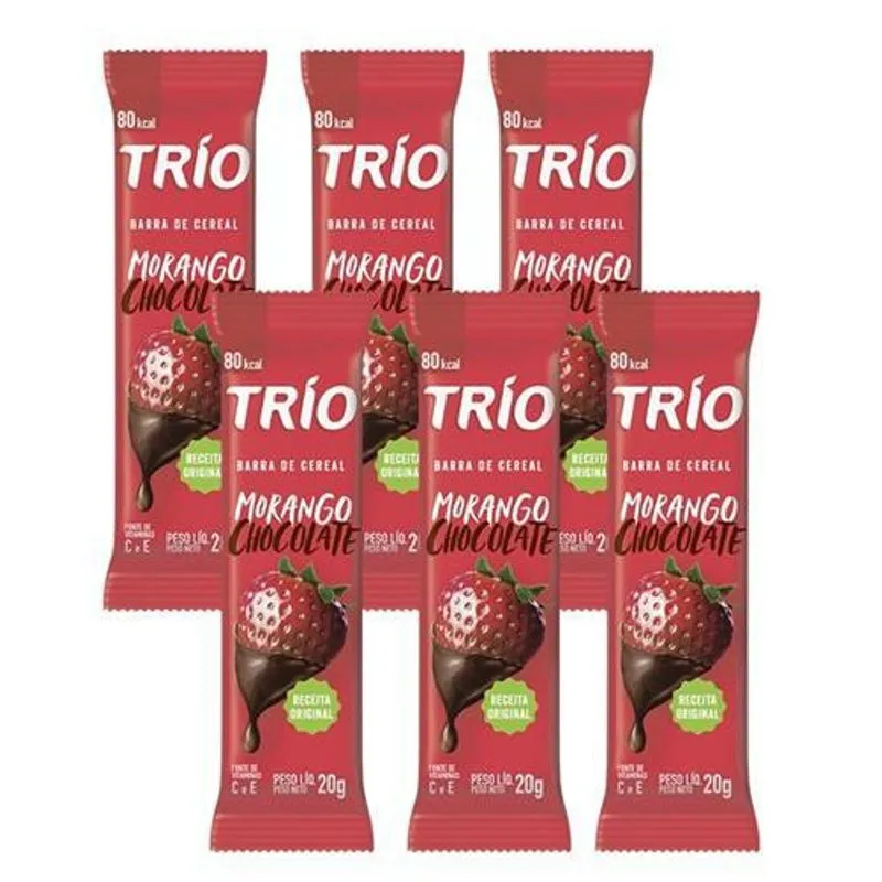 Barra De Cereais Trio Morango Chocolate Caixa Com 24un