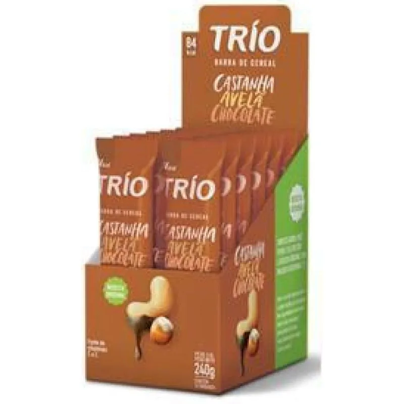 Kit 24 Un. Barra De Cereal Trio Castanha Chocolate Avela