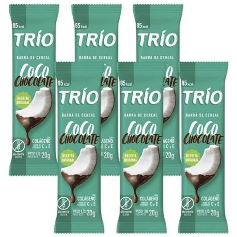 Kit 12 Barras De Cereais Trio Deli Coco Chocolate